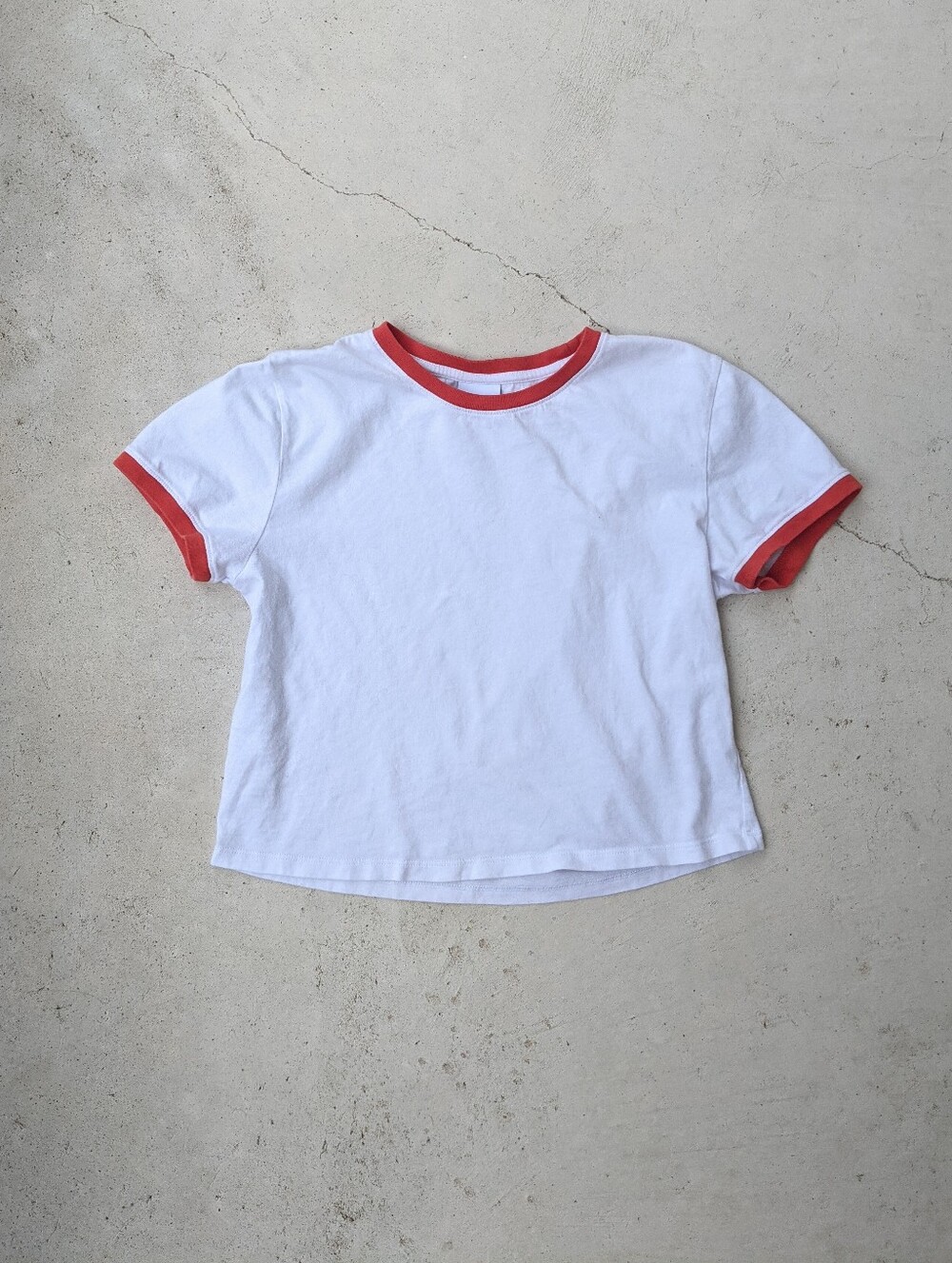 Outdoor Voices White And Red Cropped Ringer Tee